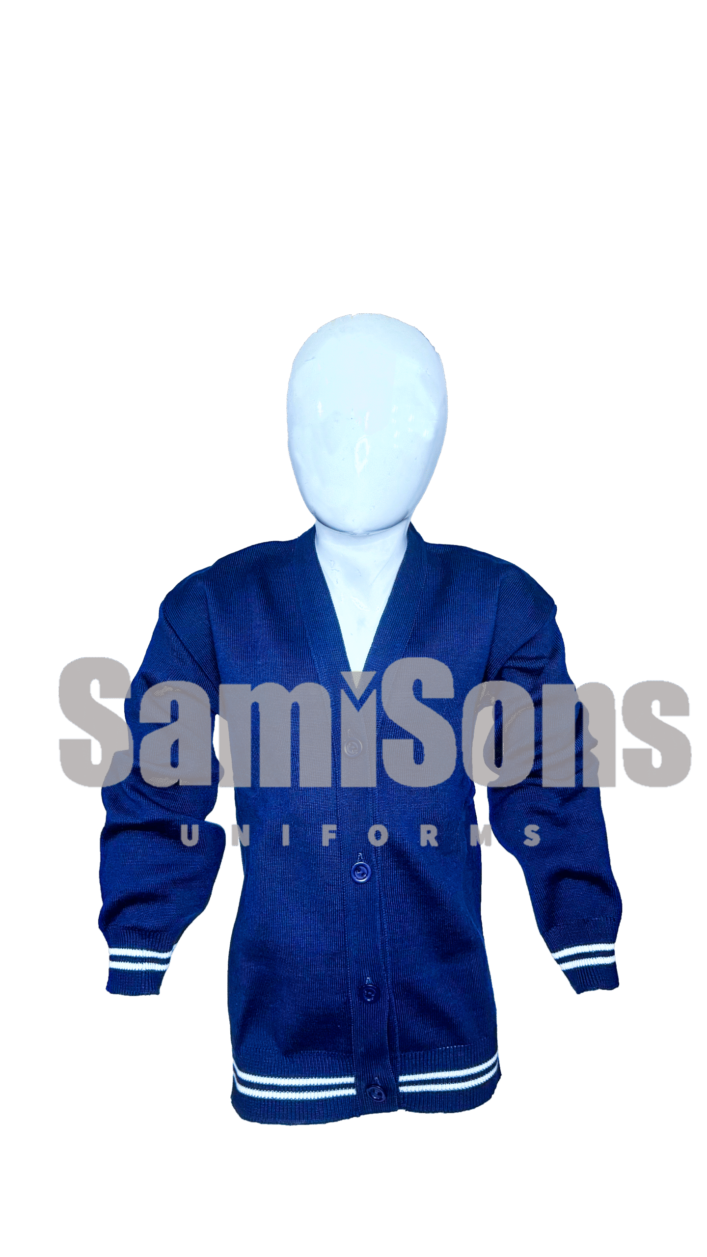 Navy Blue Cardigan - White Strip