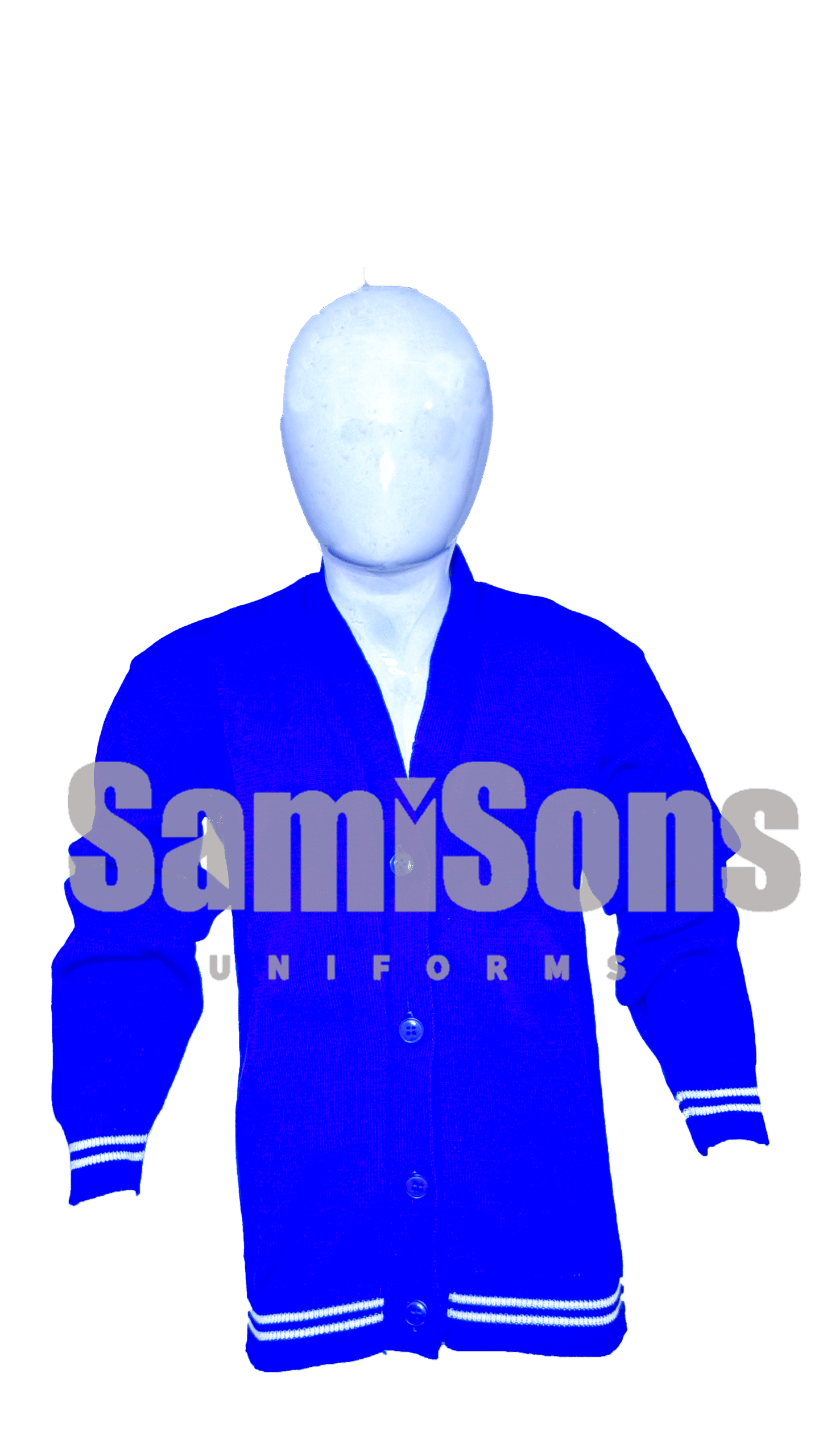 Royal Blue Cardigan - White Strip