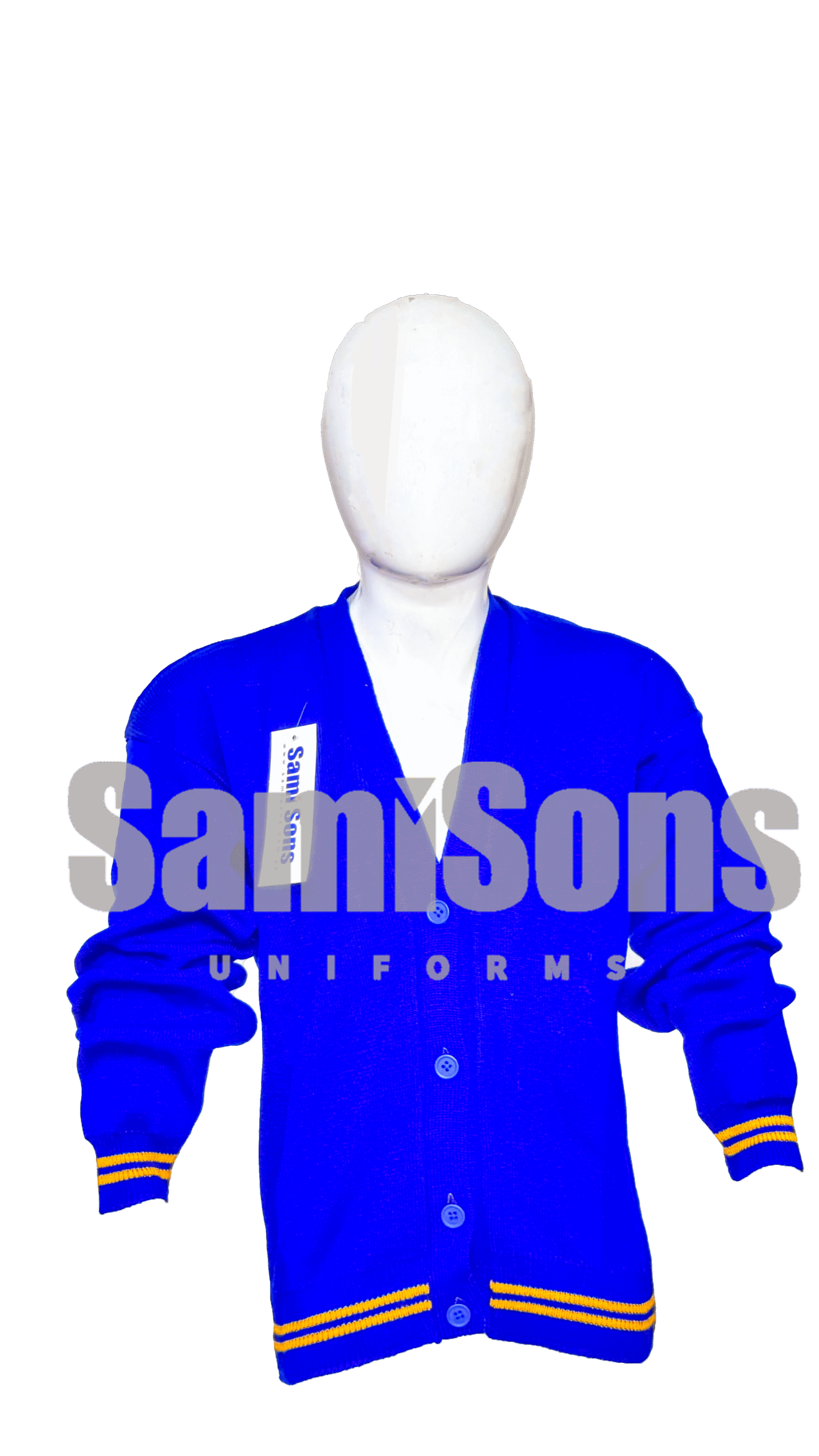 Royal Blue Cardigan - Yellow Strip